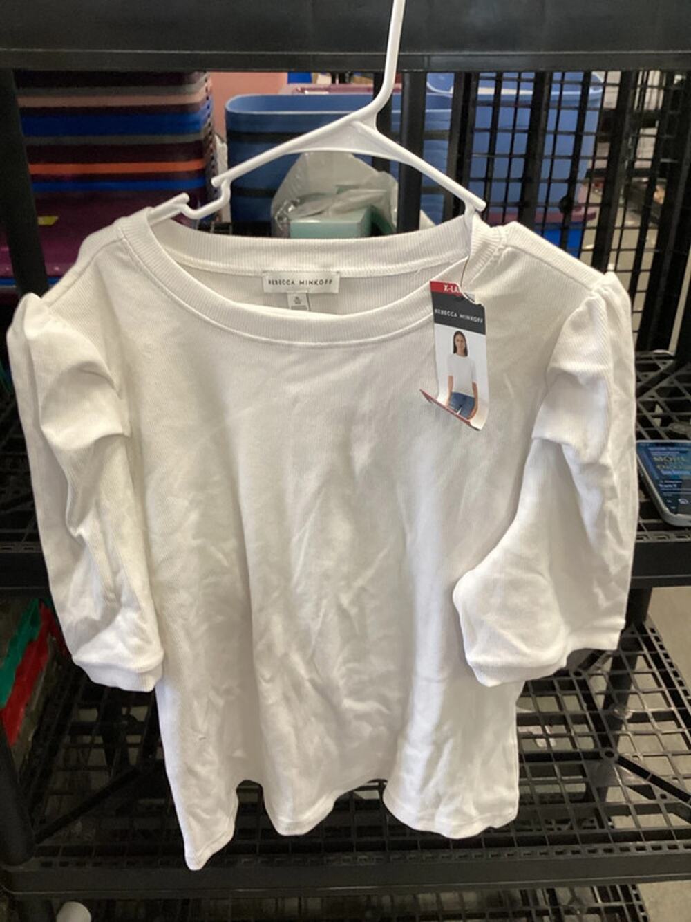 Rebecca Minkoff white short sleeved blouse XL